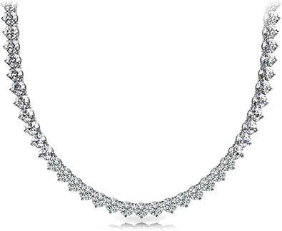5.00 Ct Ladies Round Cut Diamond Tennis Necklace in 14 Kt White Gold