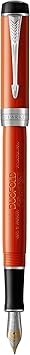 PARKER Duofold Centennial Fountain Pen, Classic Big Red Vintage, Medium Solid Gold Nib, Black Ink and Convertor (1931376)