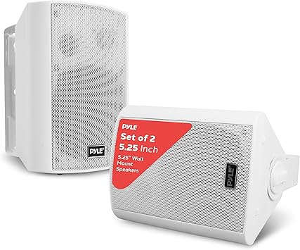 Pyle 5.25" Wall Mount Bluetooth Speakers, Waterproof Indoor/Outdoor Speaker System, 240W Max, Marine Grade, Wireless Music Streaming, Full Range Stereo, Suitable for Patio, Poolside, Home (White Pair)