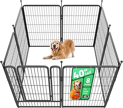 FXW Rollick Unleashed Dog Playpen for Indoor, Yard, RV Camping, 40 inch 8 Panels for Medium and Large Dogs, Black│Patented