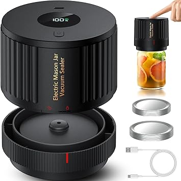 LOVE MOMENT Electric Mason Jar Vacuum Sealer Kit for Wide Mouth and Regular Mouth Mason Jars