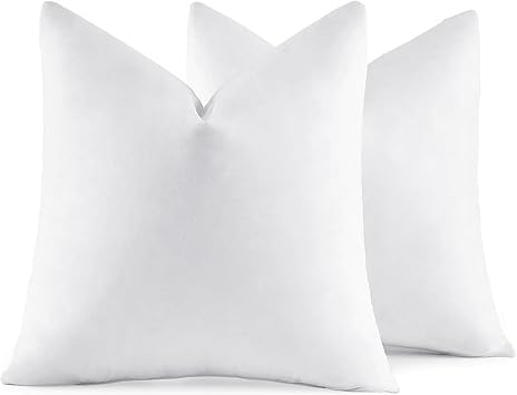 MIULEE 22x22 Pillow Inserts,Set of 2 Down Feather Throw Pillows for Couch Sofa Bed, Decorative Fluffy Throw Pillow Inserts Cotton Fabric,White