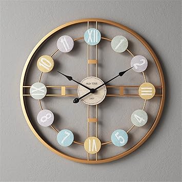 Metal Wall Clock Retro Wall Watch Silent Digital Clock Room Decor Design Home Decor Accessories (Color : Gray, Size : 40x40cm)