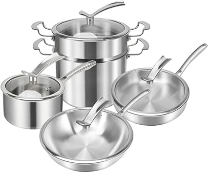 316 Stainless Steel Pot Set Full Set of Household Kitchen Non-Stick Pot 4-Piece Combination Kitchen Utensils (Color : A, Size