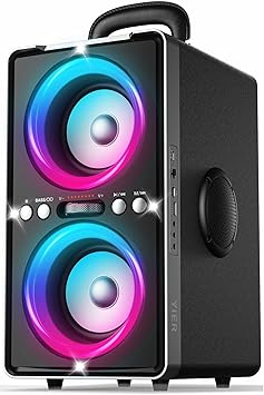 YIER Bluetooth Speaker, 200W Peak Loud Stereo with Big Bass, 20H Playtime, TWS, Fast Charging, Portable Handle, Wireless Large Boombox Bocina with LED Light for Party Outdoor Backyard Camping