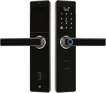 Fingerprint Smart Door Lock Doorbell Electronic Lock Code Card Key Digital Deadbolt Lock for Home Security (Color : E) (Black)
