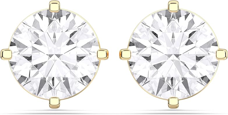 14K Yellow/White Gold Stud Earrings With 1-2 Carat Lab Grown Diamond, IGI Certified LAB GROWN Diamond Earrings 4 Prong Push Back (E-F Color, VVS-VS), Stud Earrings For Women, Fine Jewelry
