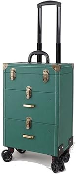 Cosmetic Travel Case on Wheels Hard Shell Travel Case Carry-On Rolling Retro Luggage Makeup Trolley Case(Gray)