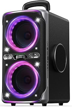 Party Bluetooth Speaker - 240W Peak Loud Speaker, Dazzling Light Show, Deep Bass, IPX4 Waterproof, 15H Battery, TWS Pairing, BT 5.3 Wireless, Portable for Home/Outdoor/Beach/Pool Party