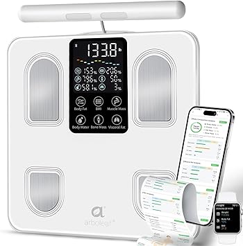 arboleaf Scale for Body Weight, Smart Scale with BMI, Body Fat, Muscle Mass, Upgrade 50+ Metrics Full Body Composition Analyzer, 8-Electrode High Precision Digital Bathroom Scale, Bluetooth Sync