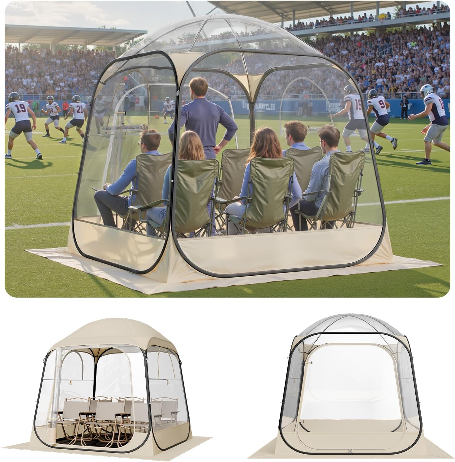 VEVOR Pop up Sports Tent, 8 Sizes Optional Clear Bubble Tent for 1-6 Person, Waterproof Outdoor Pod with Floor Mat & Top Cover, Garden Igloo Dome Tents Camping Shelter for Sports Watching