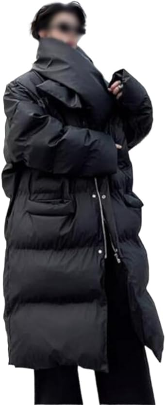 Medium And Long Down Jacket For Men's Winter Warm Bread Clothing PU Leather Coat